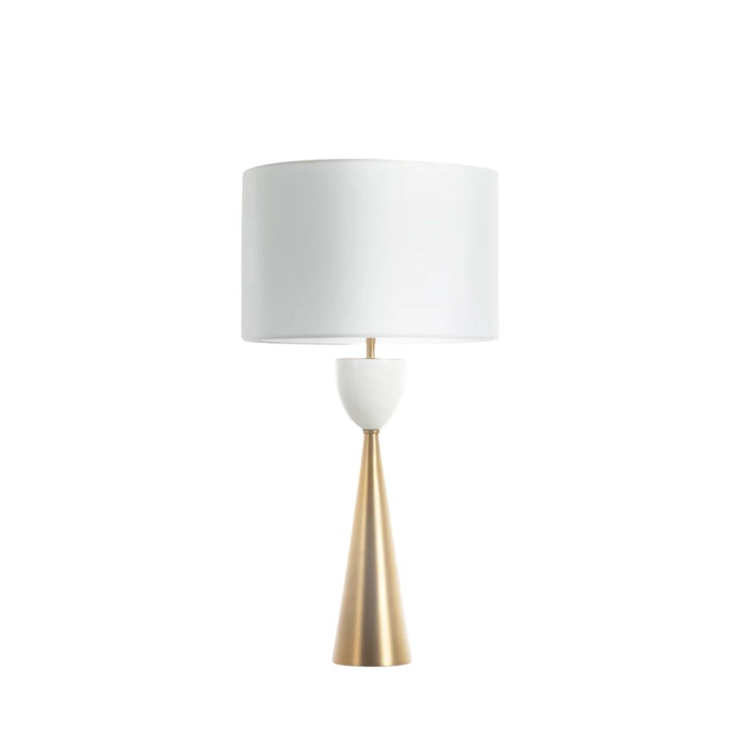 Gabby Rome Table Lamp Linen, Matte Gold Brass, White