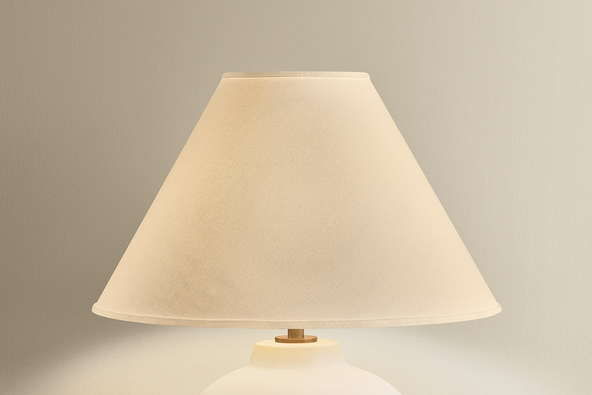 Troy Schubert Table Lamp Patina Brass / Ceramic Sugar Cookie Detail 1