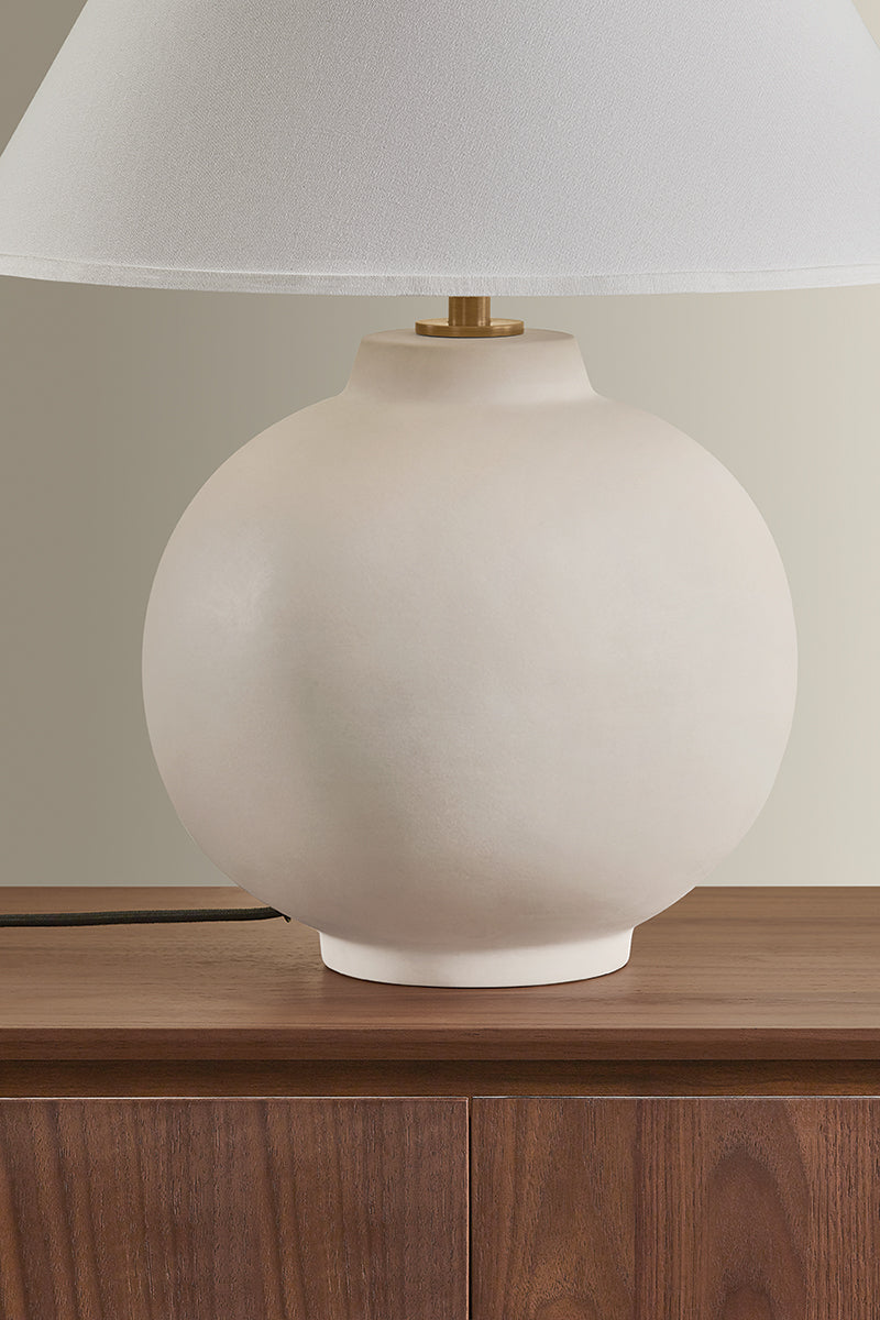 Troy Schubert Table Lamp Patina Brass / Ceramic Sugar Cookie Detail 2