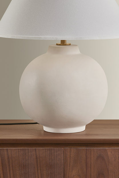 Troy Schubert Table Lamp Patina Brass / Ceramic Sugar Cookie Detail 2