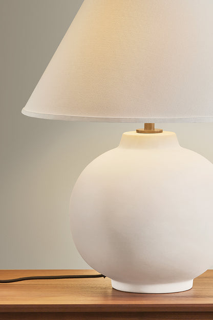Troy Schubert Table Lamp Patina Brass / Ceramic Sugar Cookie Detail 3