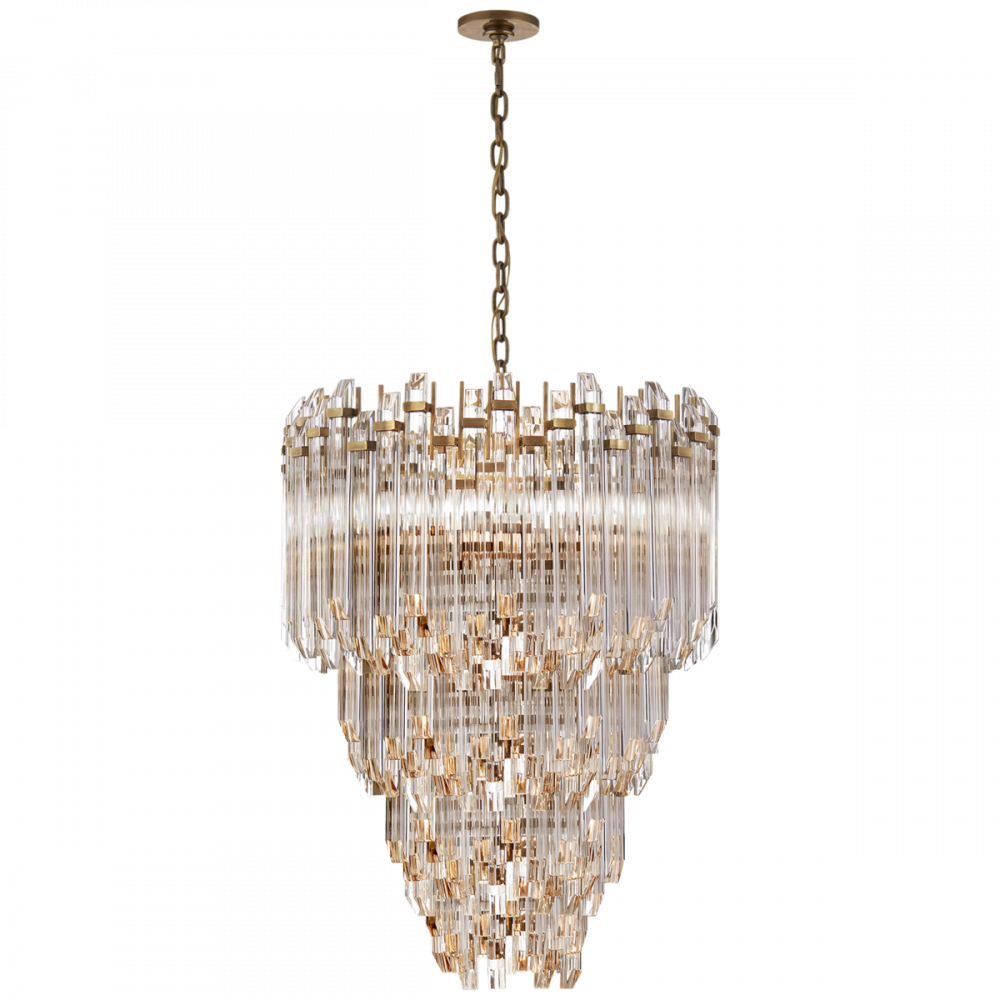 Visual Comfort Signature Adele Chandelier Hand-Rubbed Antique Brass with Clear Acryli