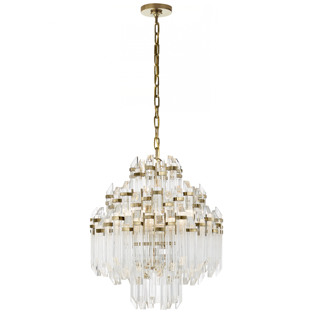 Visual Comfort Signature Adele Chandelier Hand-Rubbed Antique Brass with Clear Acrylic Clear Acrylic