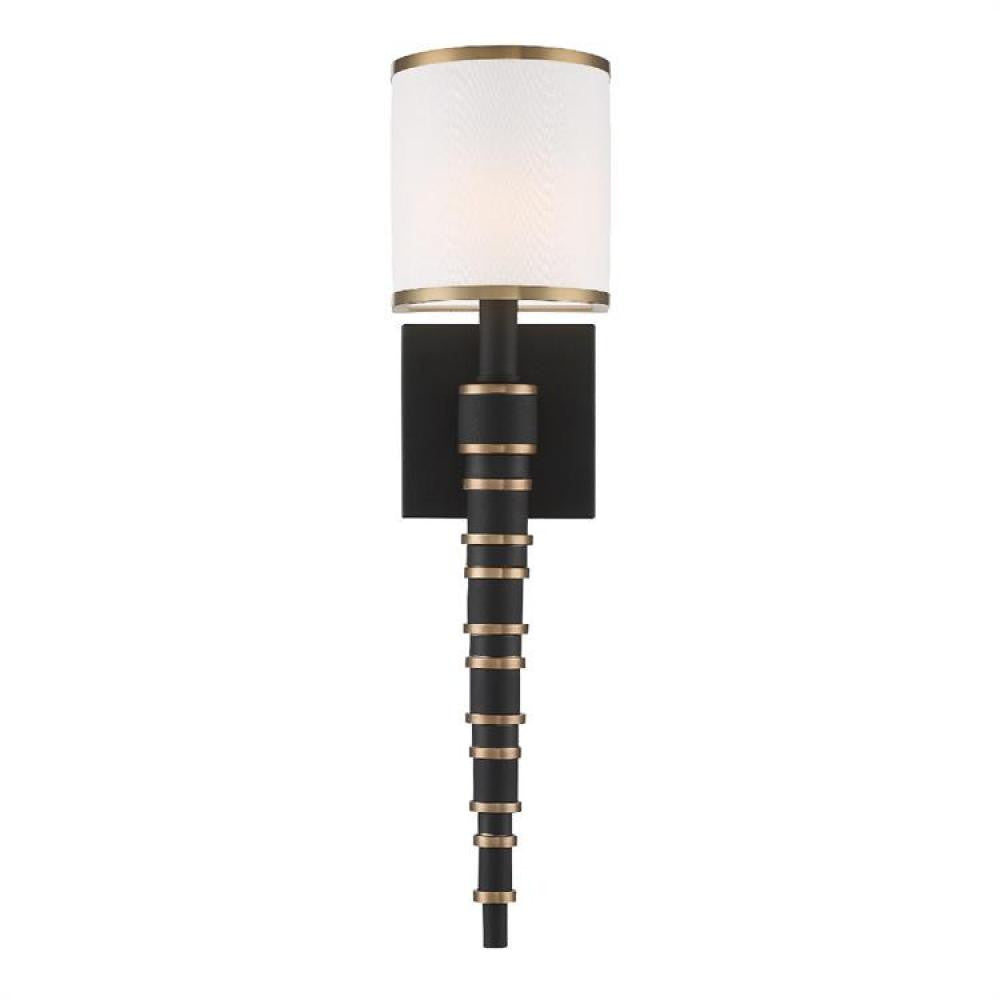 Crystorama Sloane Wall Sconce Vibrant Gold, Black Forged