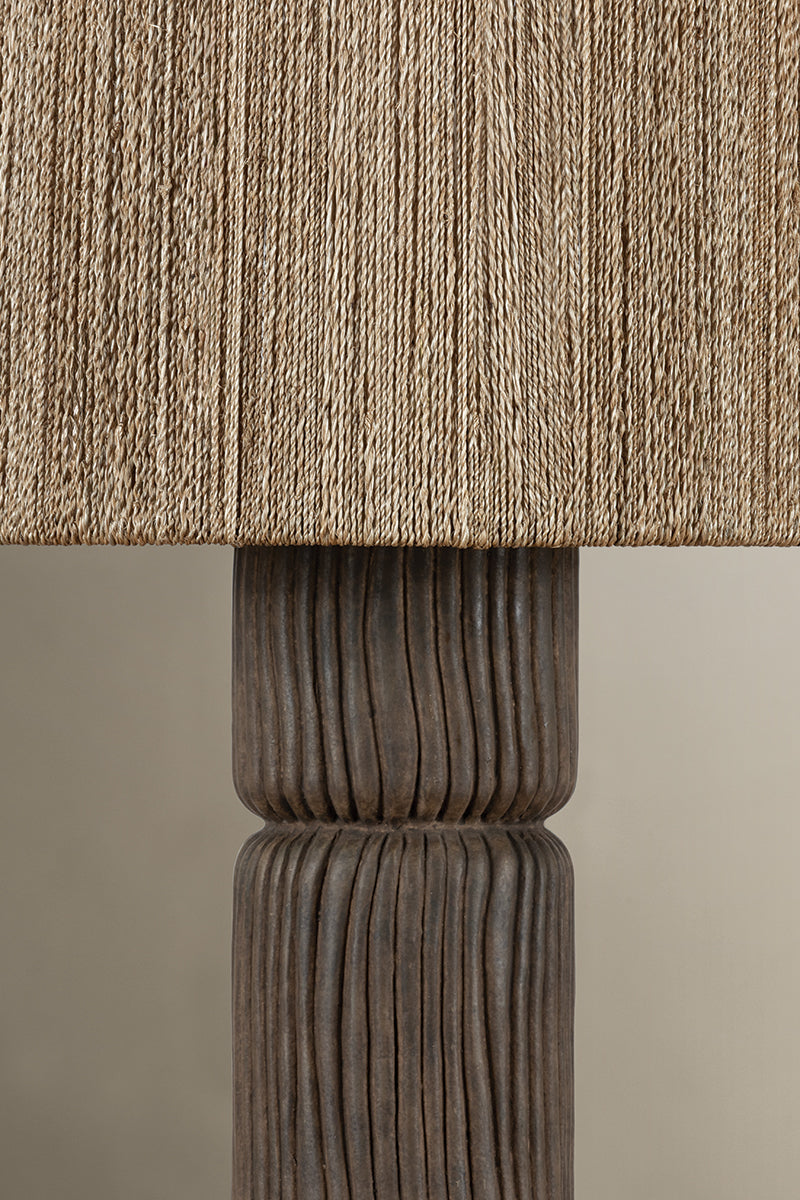 Troy Folk Table Lamp Patina Brass / Ceramic Shadowed Bark Detail 2