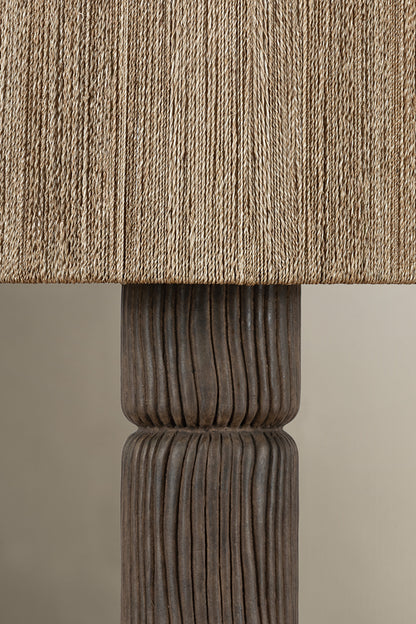 Troy Folk Table Lamp Patina Brass / Ceramic Shadowed Bark Detail 2