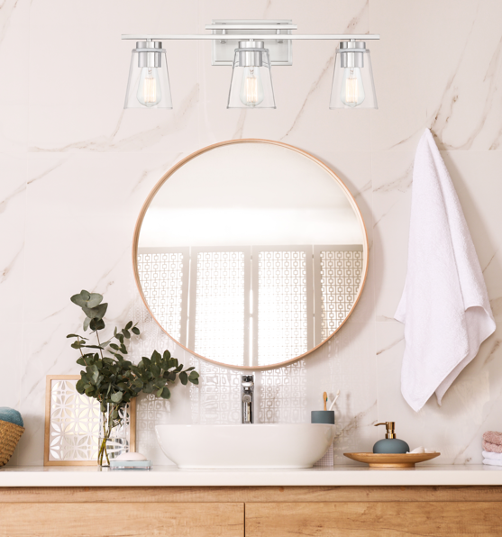 Calhoun Bath Vanity Light, 3-Light, Satin Nickel, Glass Shade, 24"W, Savoy House (8-1020-3-SN 1QYQK)