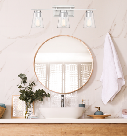 Calhoun Bath Vanity Light, 3-Light, Satin Nickel, Glass Shade, 24"W, Savoy House (8-1020-3-SN 1QYQK)