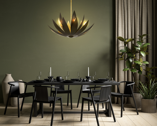 Loto 6-Light Pendant in Centura and Burnished Gold by Breegan Jane