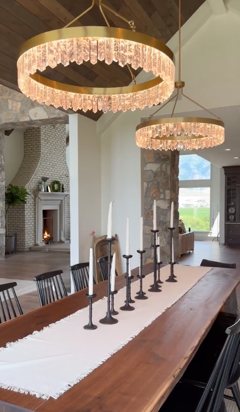Landon 34" LED Pendant in Warm Brass
