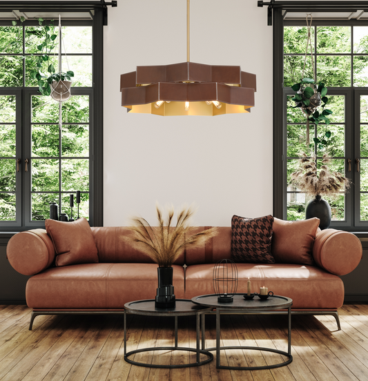 Atherton 5-Light Pendant in Warm Brass