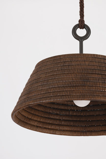 Troy Sequoia Pendant Textured Bronze with Highlight Detail 1