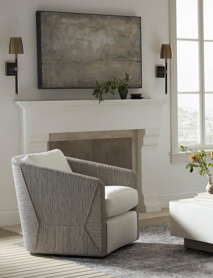 Carmine Swivel Lounge Chair - Fog White, Deluxe Cushion