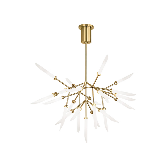 Visual Comfort Modern Spur Chandelier Brass, Aged Brass