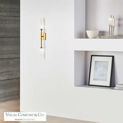 Visual Comfort Modern Spur Wall Sconce Nickel, Satin Nickel