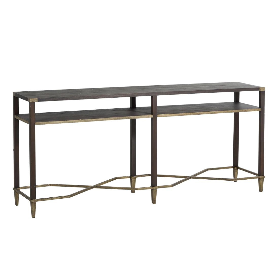 Gabby Sue Console Table Dark Brown, Gold
