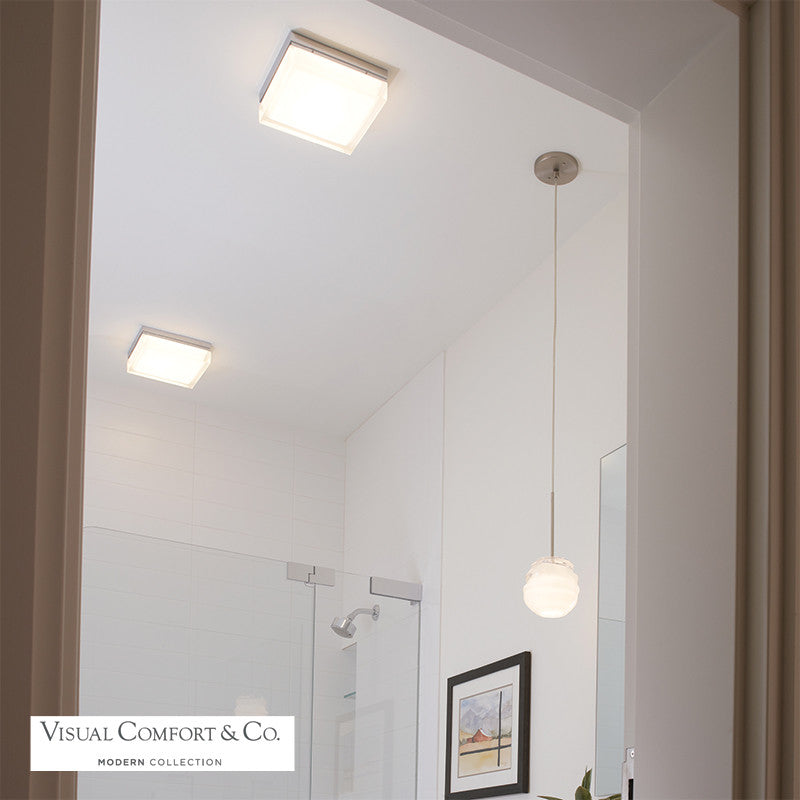 Visual Comfort Modern Boxie Outdoor Flush Mount Nickel, Satin Nickel
