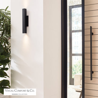 Chara Square Outdoor Wall Sconce, 1-Light, LED, Black, 17"H (700OWCHAS93017BUDUNV 70PDHQT)