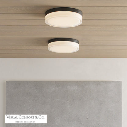 Visual Comfort Modern Cirque Outdoor Flush Mount Bronze, Antique Bronze