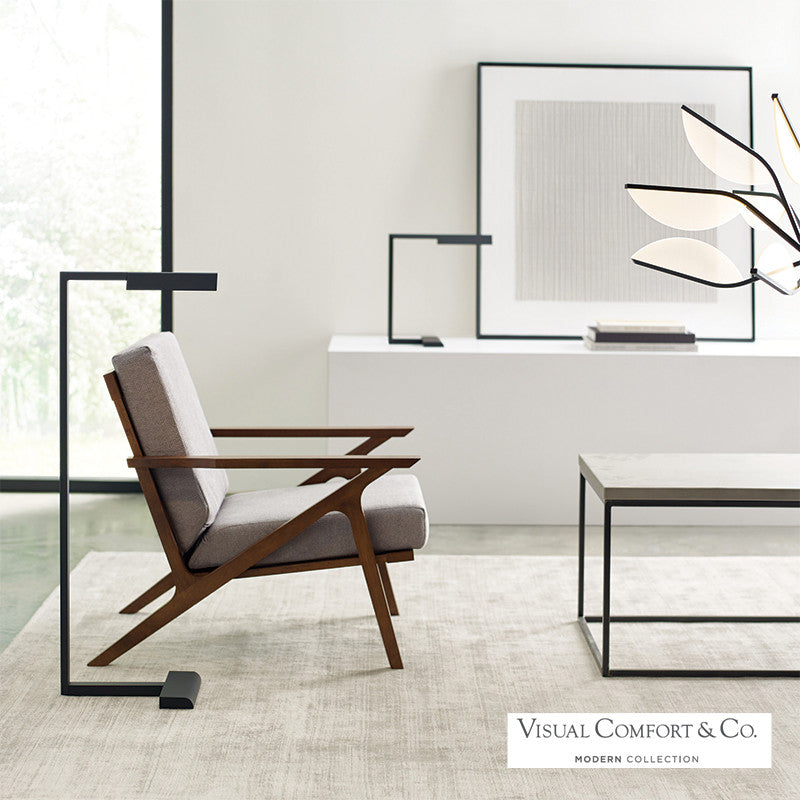 Visual Comfort Modern Dessau Floor Lamp Nickel, Polished Nickel