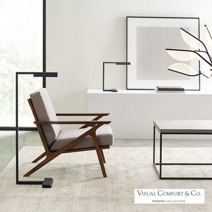 Visual Comfort Modern Dessau Floor Lamp Nickel, Polished Nickel