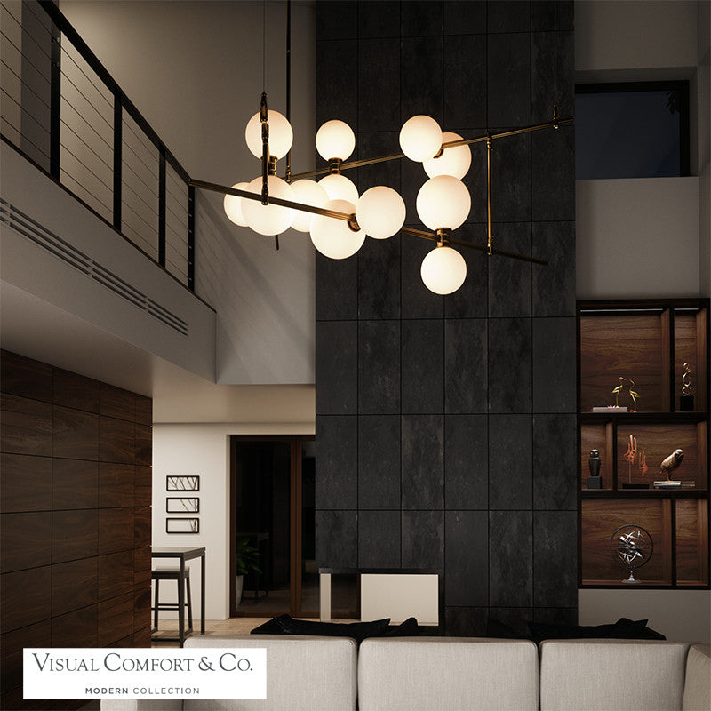Visual Comfort Modern ModernRail Chandelier Brass, Aged Brass