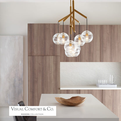 Visual Comfort Modern Sedona Double Chandelier Nickel, Satin Nickel