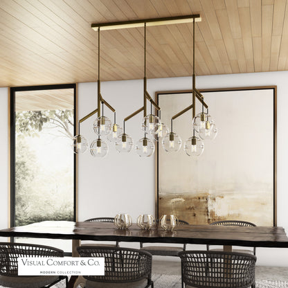 Visual Comfort Modern Sedona Triple Chandelier Brass, Aged Brass