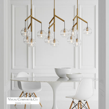Visual Comfort Modern Sedona Triple Chandelier Brass, Aged Brass