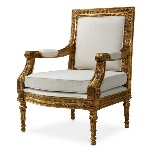 Eichholtz Louis Chair, Sentier Cream, Antique Gold (TM0003)
