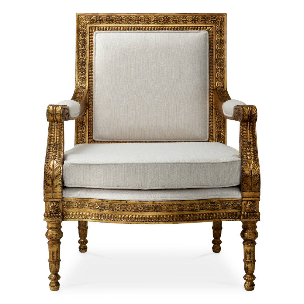 Eichholtz Louis Chair, Sentier Cream, Antique Gold (TM0003)