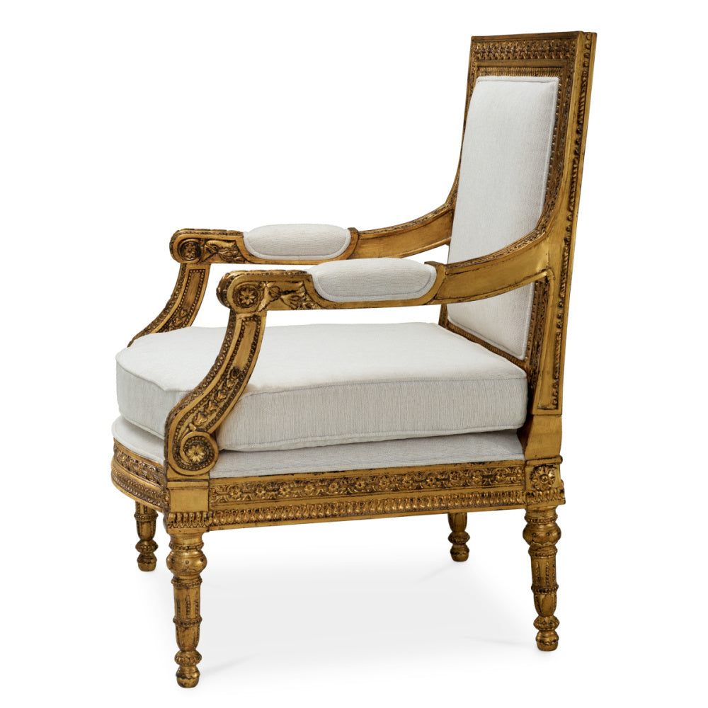 Eichholtz Louis Chair, Sentier Cream, Antique Gold (TM0003)