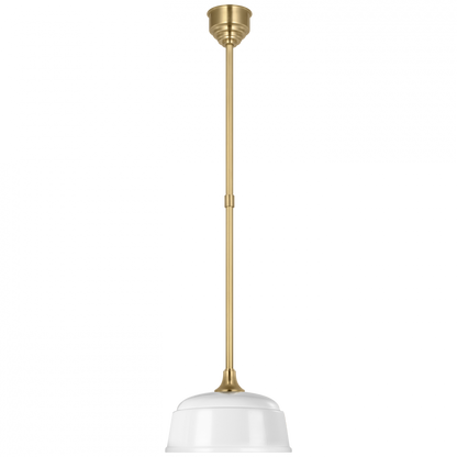 Visual Comfort Signature Academy 12.5 Rockhouse Pendant Hand-Rubbed Antique Brass White Rockhouse Shade