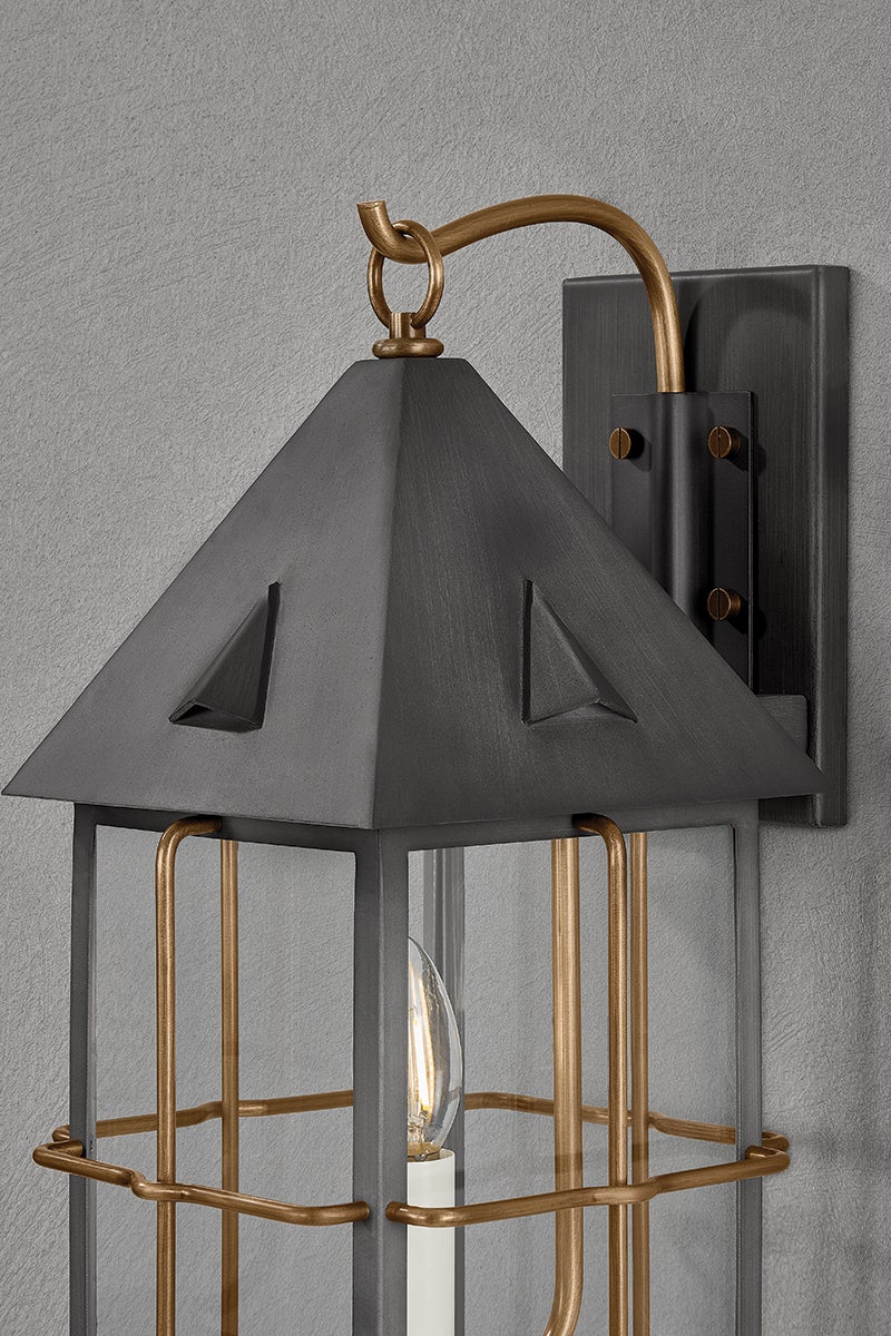 Troy Toby Outdoor Wall Sconce Patina Brass / Graphite Detail 1