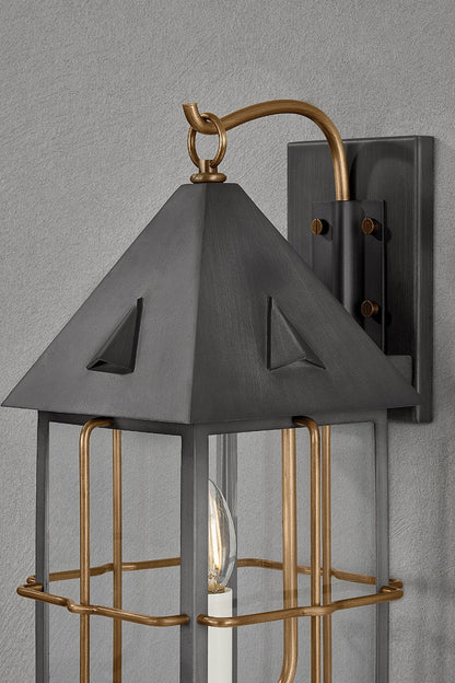 Troy Toby Outdoor Wall Sconce Patina Brass / Graphite Detail 1