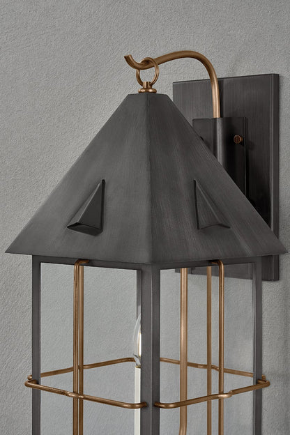 Troy Toby Outdoor Wall Sconce Patina Brass / Graphite Detail 3