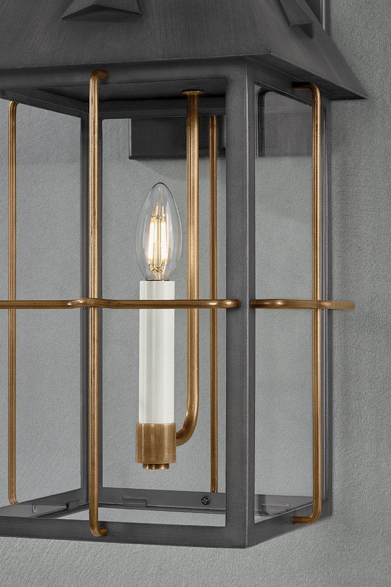 Troy Toby Outdoor Wall Sconce Patina Brass / Graphite Detail 2