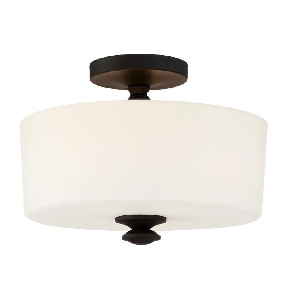 Crystorama Travis Semi Flush Mount Black Forged