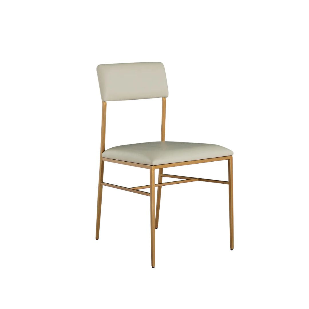 Gabby Taliyah Side Chair Brass, Faux - White Leather