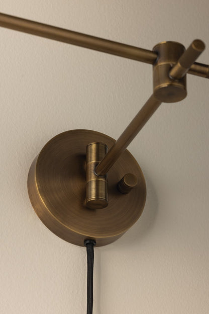 Troy Thatcher Plug-In Wall Sconce Patina Brass Detail 2