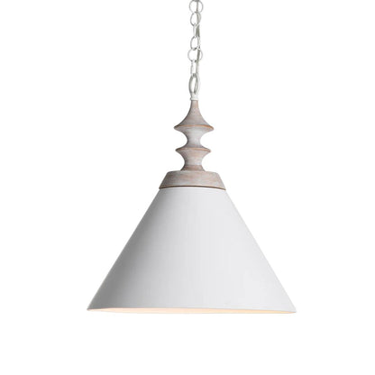 Gabby Tovah Pendant Matte White, Natural Whitewashed Wood
