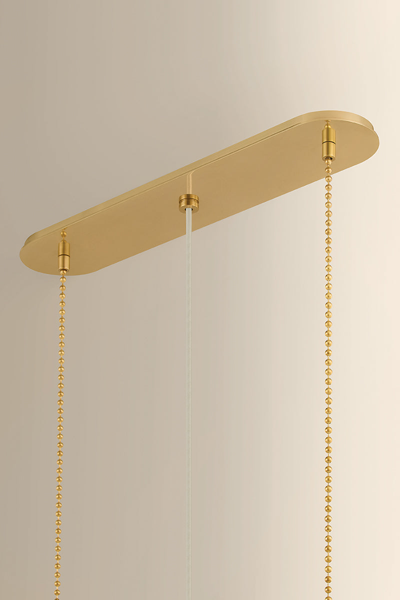 Hudson Valley Valeria 3-Light Linear Pendant Aged Brass detail view 3