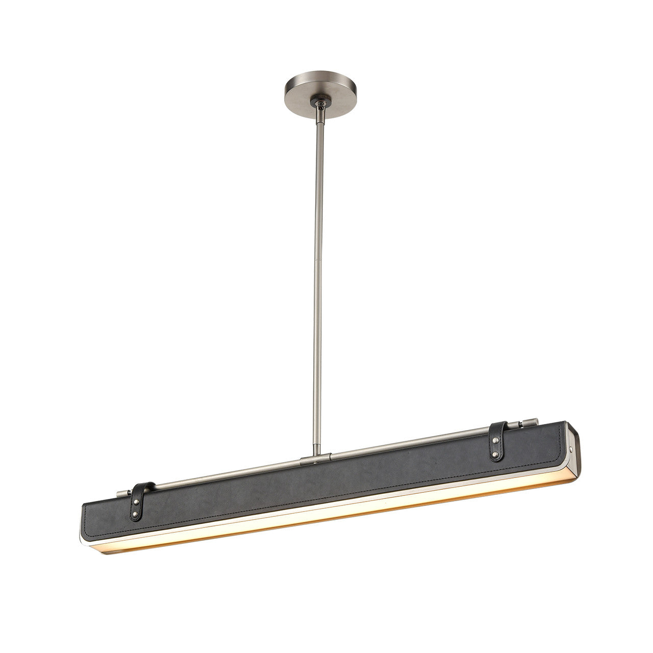 Alora Lighting Valise Linear Chandelier, 1-Light, LED, Aged Nickel, Tuxedo Leather, 31.5"L PD307931ANTL