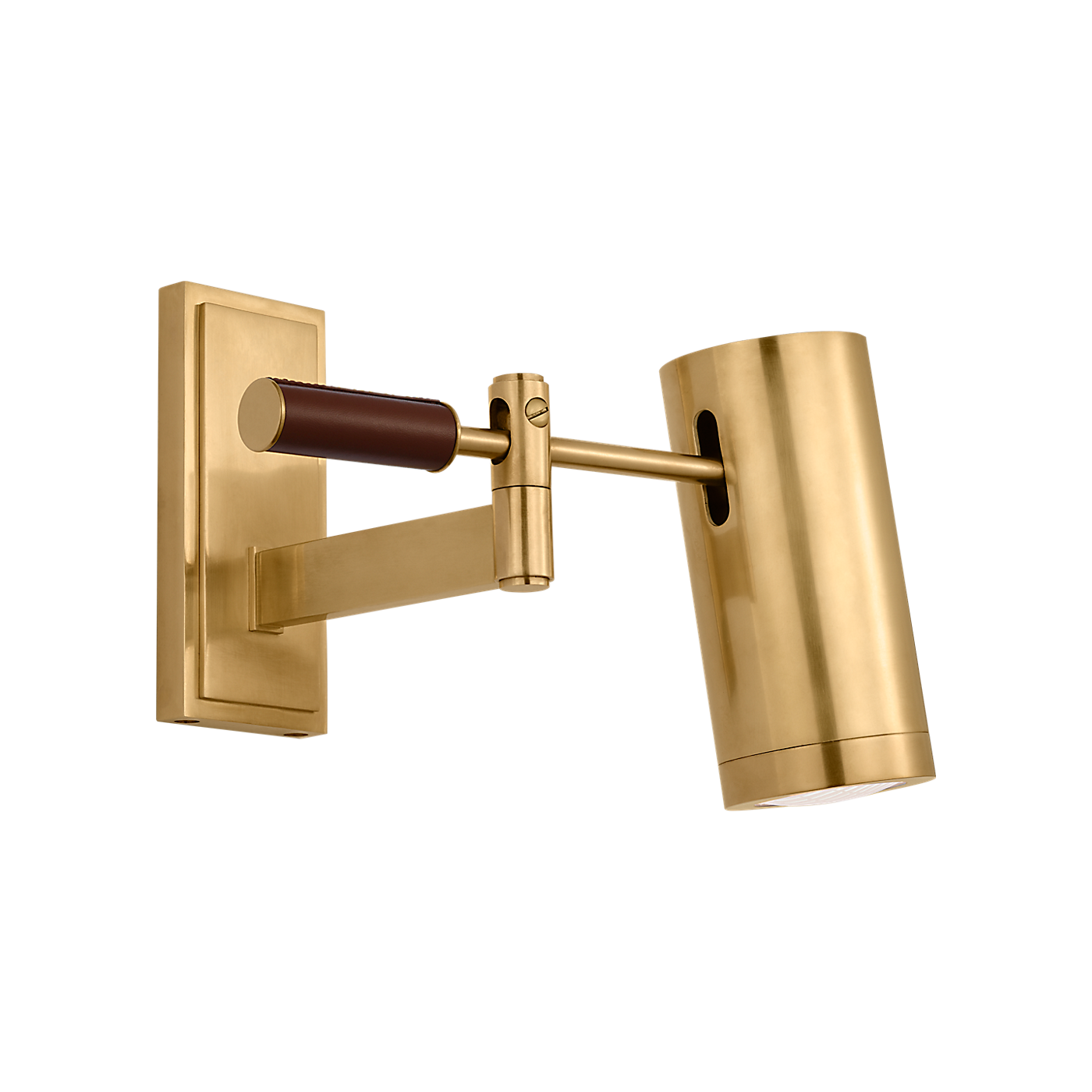 Ralph Lauren Grant 8" Articulating Wall Light Natural Brass and Saddle Leather