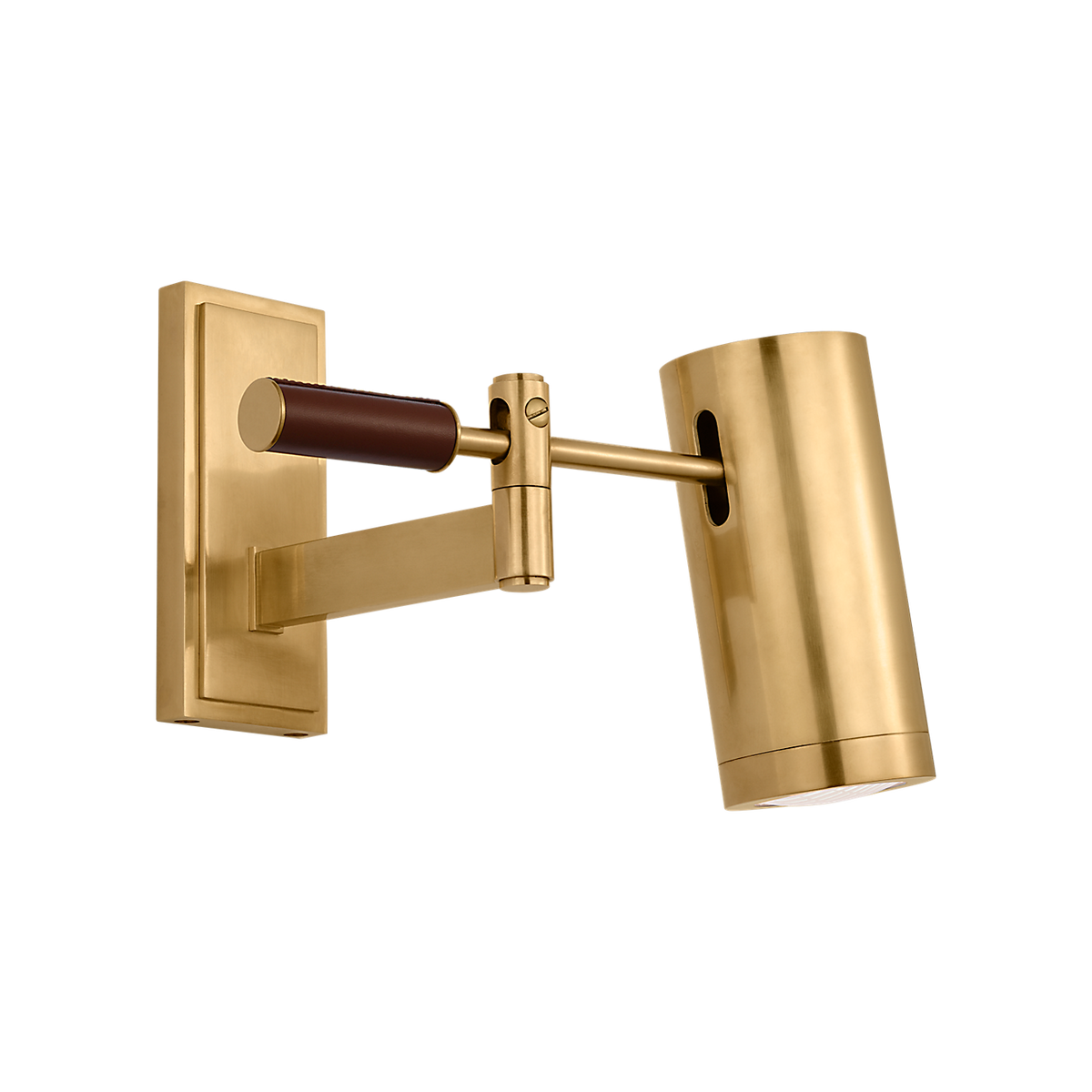 Ralph Lauren Grant 8" Articulating Wall Light Natural Brass and Saddle Leather