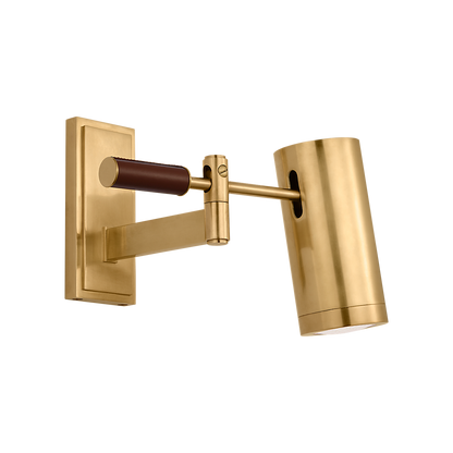 Ralph Lauren Grant 8" Articulating Wall Light Natural Brass and Saddle Leather