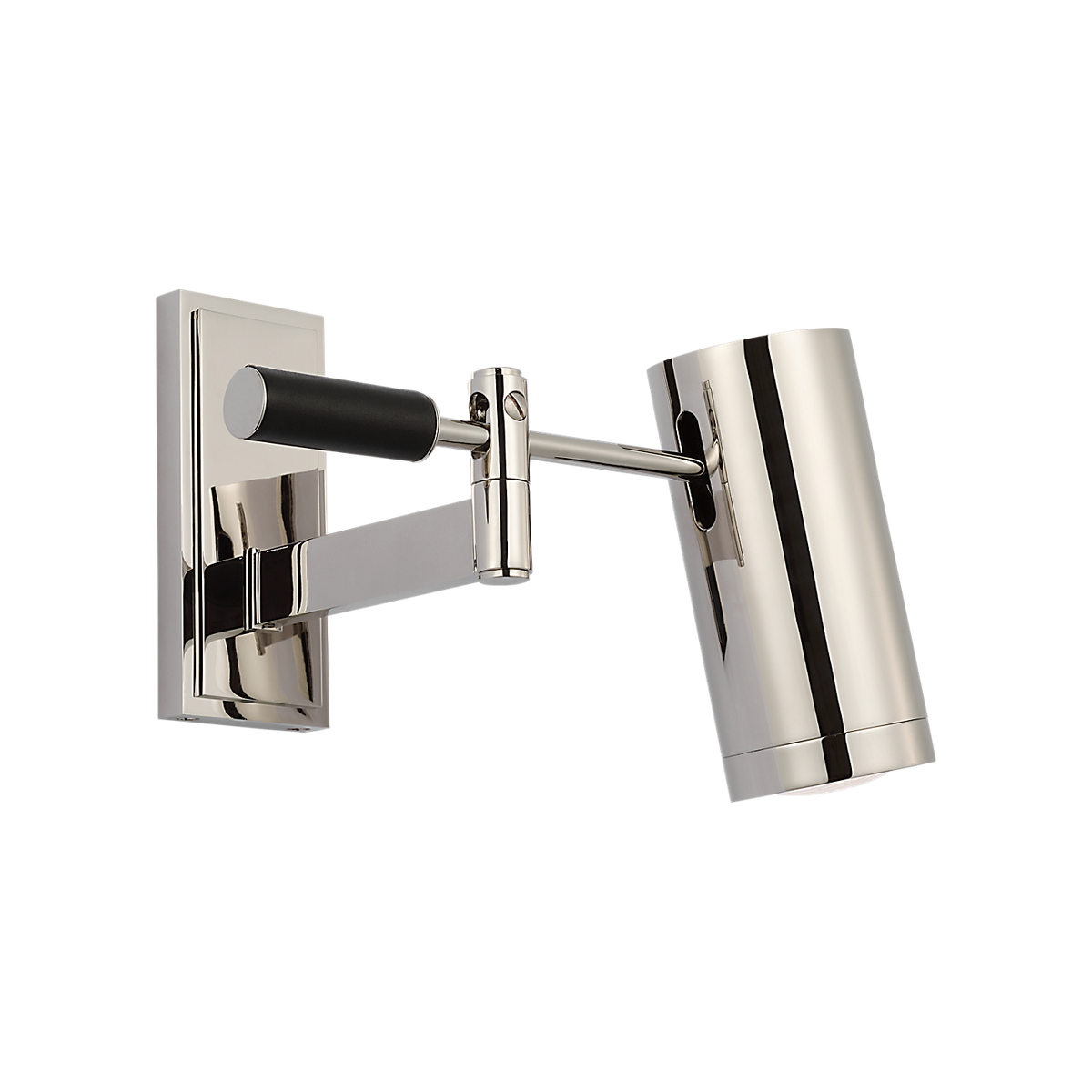 Ralph Lauren Grant 8" Articulating Wall Light Polished Nickel and Chocolate Leather