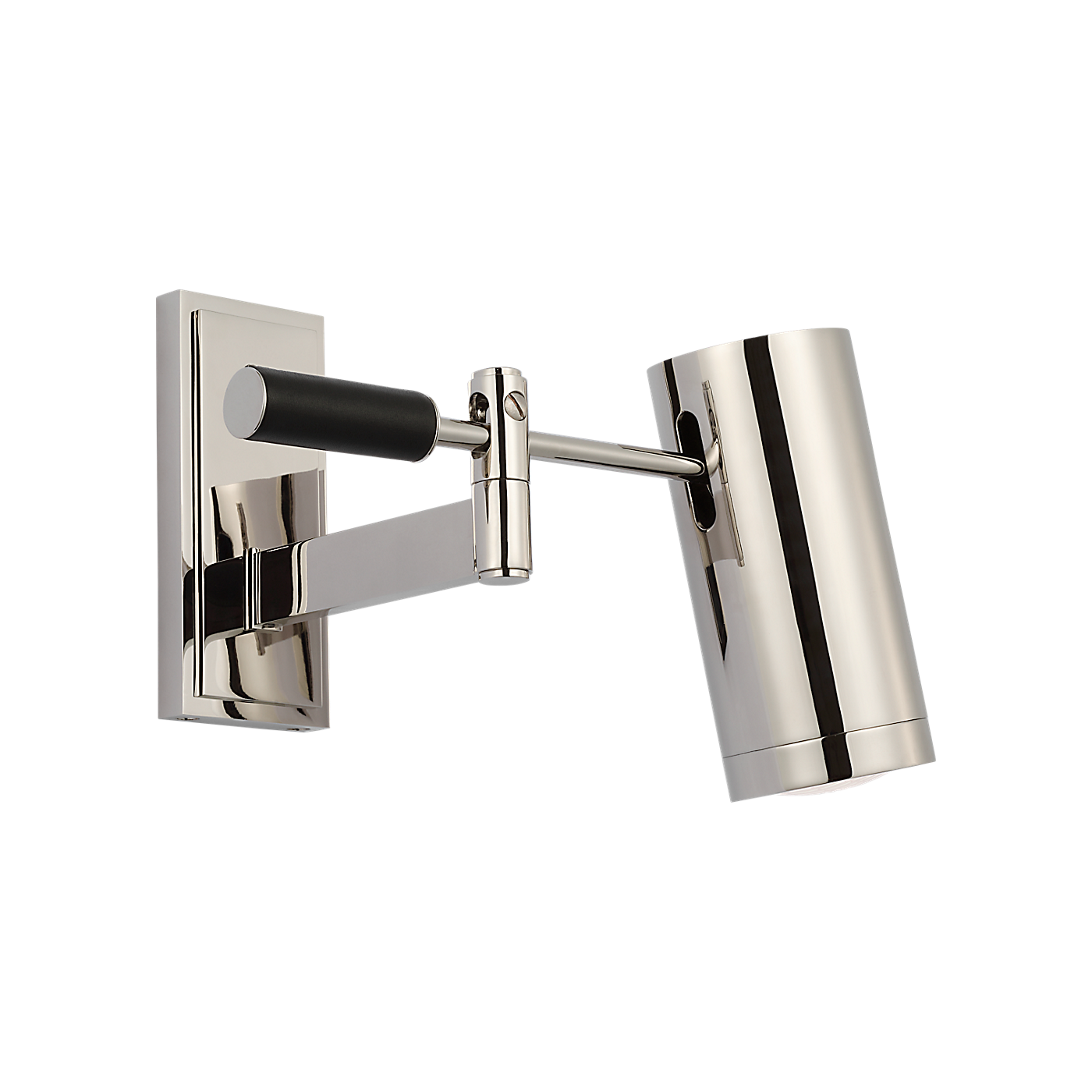 Ralph Lauren Grant 8" Articulating Wall Light Polished Nickel and Chocolate Leather