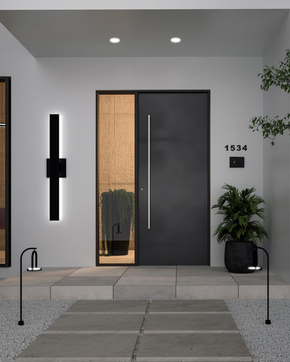 Kuzco Lighting Inc Vesta 28-in LED All-terior Wall Light Brushed Nickel