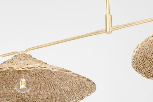 Troy Valier Linear Pendant Vintage Gold Leaf Detail 1